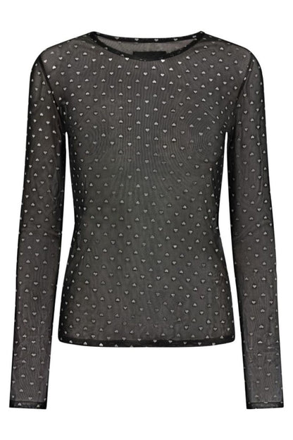 Mesh Ls Sparkle Tshirt | Black Silver Heart |  Liberté