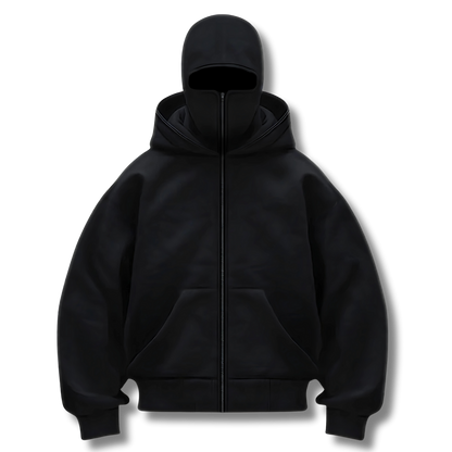 Anti-Social Hoodie - Hoodie med lynlås og integreret maske – Unisex