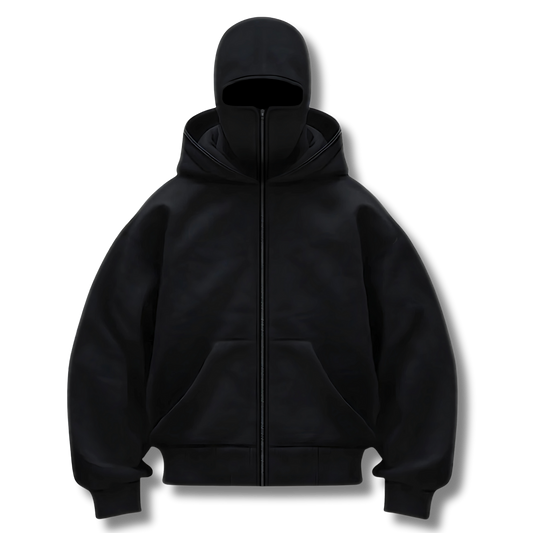 Anti-Social Hoodie - Hoodie med lynlås og integreret maske – Unisex