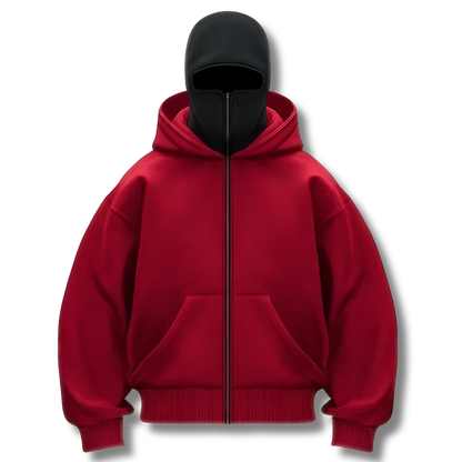 Anti-Social Hoodie - Hoodie med lynlås og integreret maske – Unisex