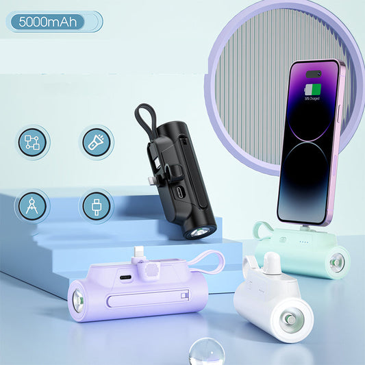 PocketVolt Duo™ – Powerbank med indbygget kabel og LED-lygte